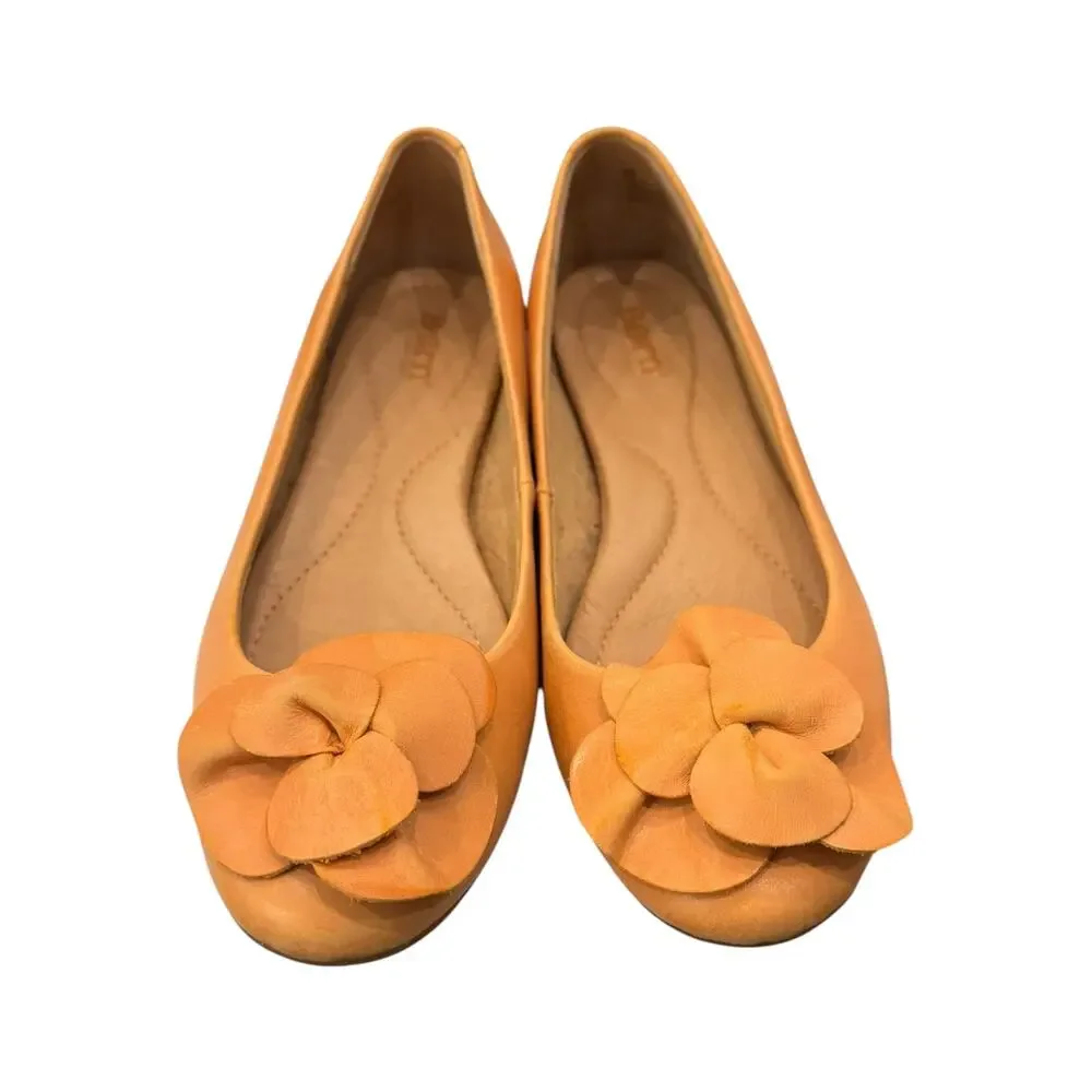 Born Orange Leather Floral Ballet Flats Women’s Size 9M